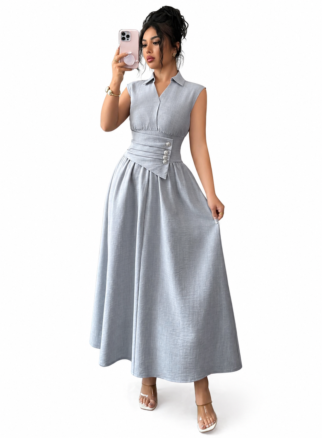 Vestido Elegance Gris Perla